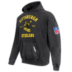 NFL PITTSBURGH STEELERS FIRST TEAM CHANDAIL À CAPUCHON POUR HOMME (NOIR DÉLAVÉ)