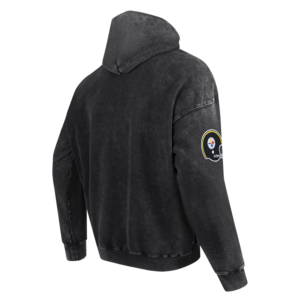 NFL PITTSBURGH STEELERS FIRST TEAM CHANDAIL À CAPUCHON POUR HOMME (NOIR DÉLAVÉ)