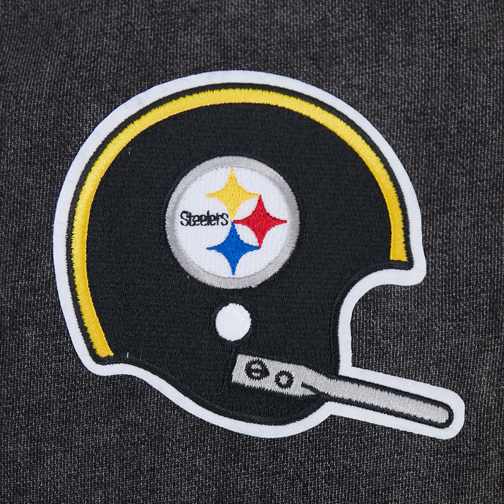 NFL PITTSBURGH STEELERS FIRST TEAM CHANDAIL À CAPUCHON POUR HOMME (NOIR DÉLAVÉ)
