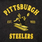 NFL PITTSBURGH STEELERS FIRST TEAM CHANDAIL À CAPUCHON POUR HOMME (NOIR DÉLAVÉ)