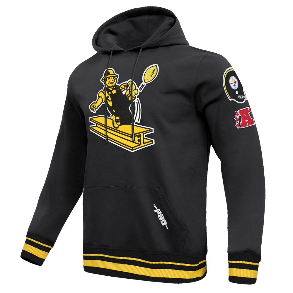NFL PITTSBURGH STEELERS RETRO CLASSICS MEN'S PULLOVER HOODIE (BLACK/YELLOW)