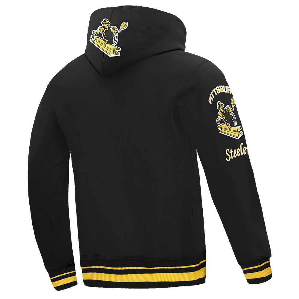 NFL PITTSBURGH STEELERS RETRO CLASSICS MEN'S PULLOVER HOODIE (BLACK/YELLOW)
