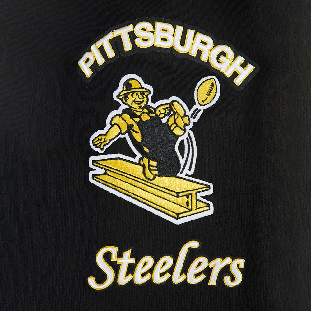 NFL PITTSBURGH STEELERS RETRO CLASSICS MEN'S PULLOVER HOODIE (BLACK/YELLOW)