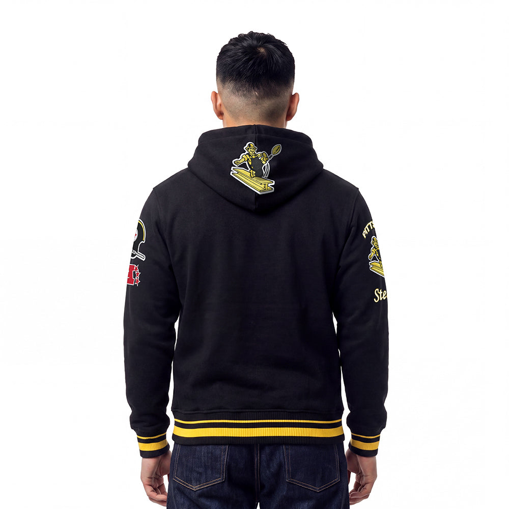 NFL PITTSBURGH STEELERS RETRO CLASSICS MEN'S PULLOVER HOODIE (BLACK/YELLOW)