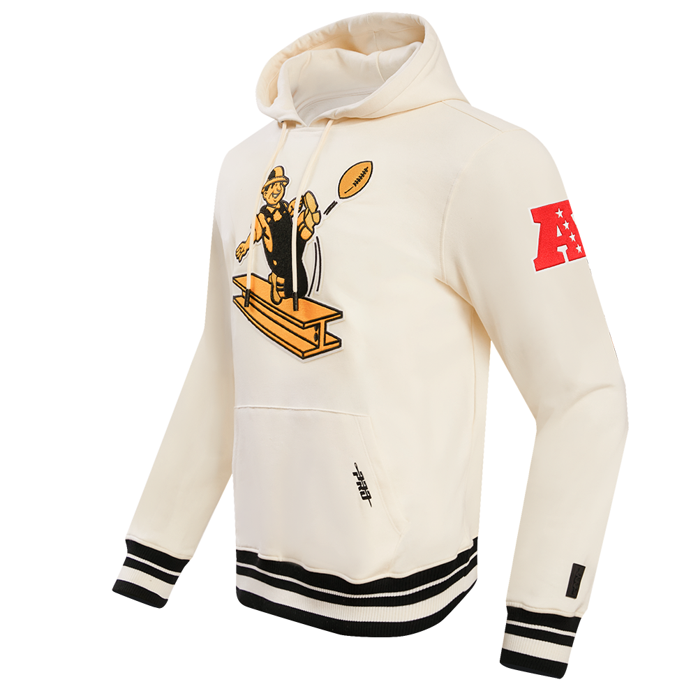 NFL PITTSBURGH STEELERS RETRO CLASSIC MEN'S HOODIE (EGGSHELL/ BLACK)