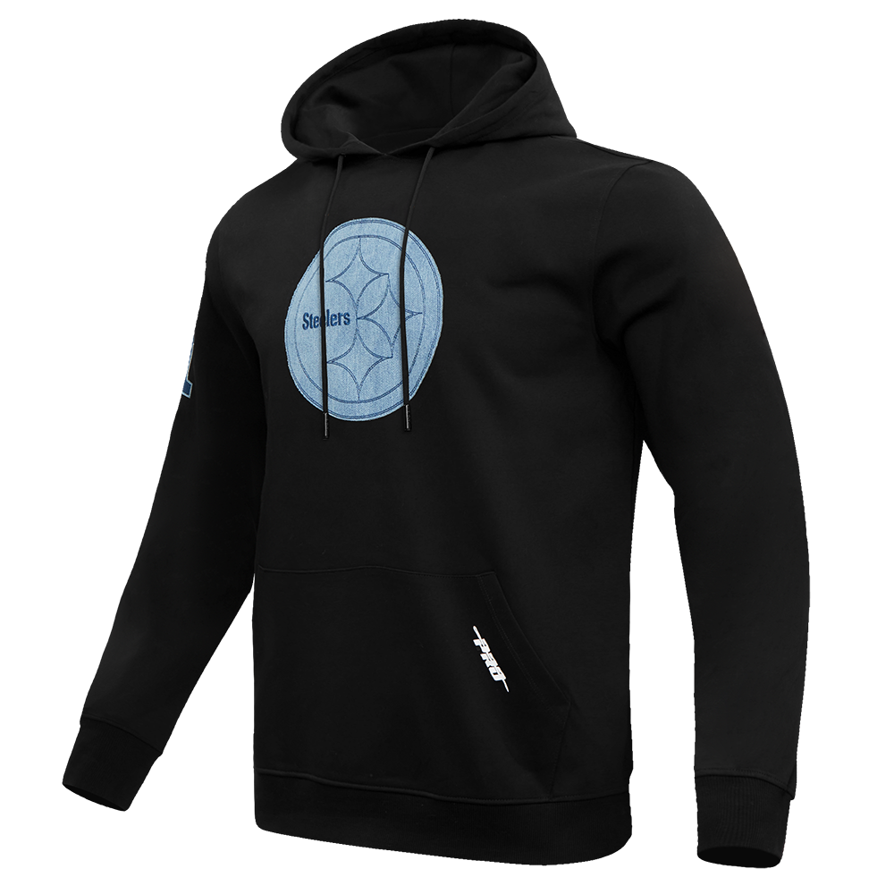 NFL PITTSBURGH STEELERS VARSITY BLUES MEN'S PULLOVER HOODIE (BLACK)
