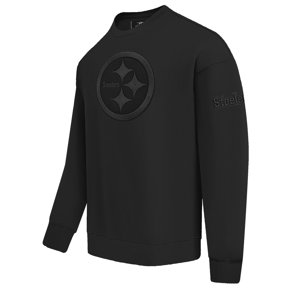 NFL PITTSBURGH STEELERS NEUTRAL DROP SHOULDER FLEECE CREWNECK (BLACK)