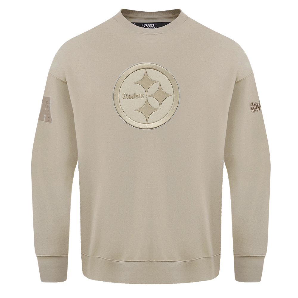 NFL PITTSBURGH STEELERS NEUTRAL CHANDAIL À COL ROND EN MOLLETON À ÉPAULES TOMBANTES (TAUPE)
