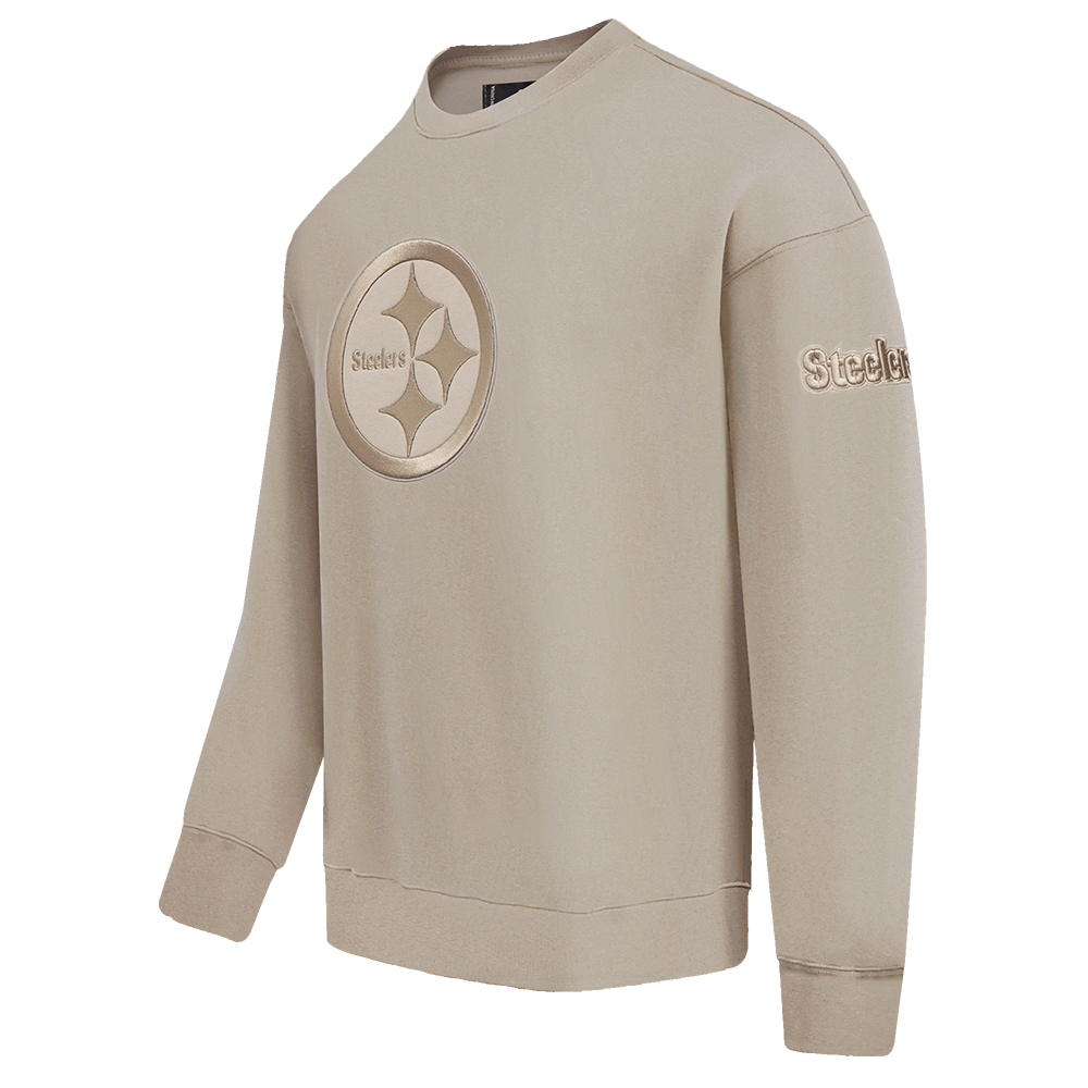 NFL PITTSBURGH STEELERS NEUTRAL DROP SHOULDER FLEECE CREWNECK (TAUPE)