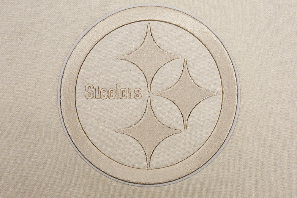 NFL PITTSBURGH STEELERS NEUTRAL CHANDAIL À COL ROND EN MOLLETON À ÉPAULES TOMBANTES (TAUPE)