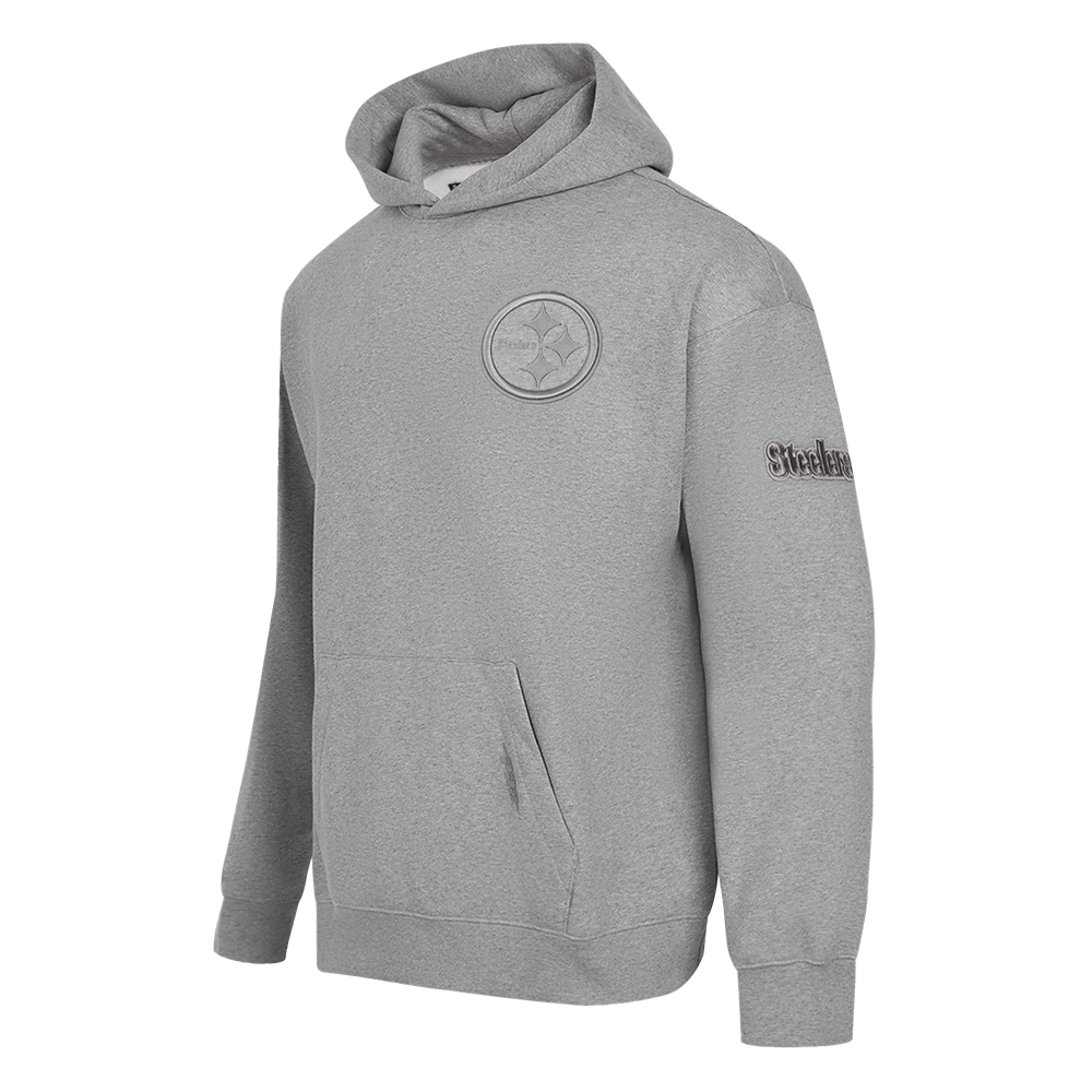 NFL PITTSBURGH STEELERS NEUTRAL MEN'S DROP SHOULDER PULLOVER HOODIE (DARK HEATHER GRAY)