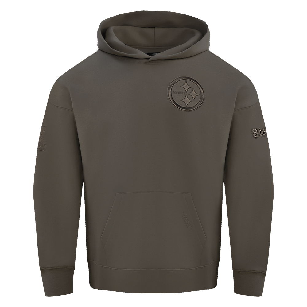 NFL PITTSBURGH STEELERS NEUTRAL DROP SHOULDER MEN'S PULLOVER HOODIE (DARK TAUPE)