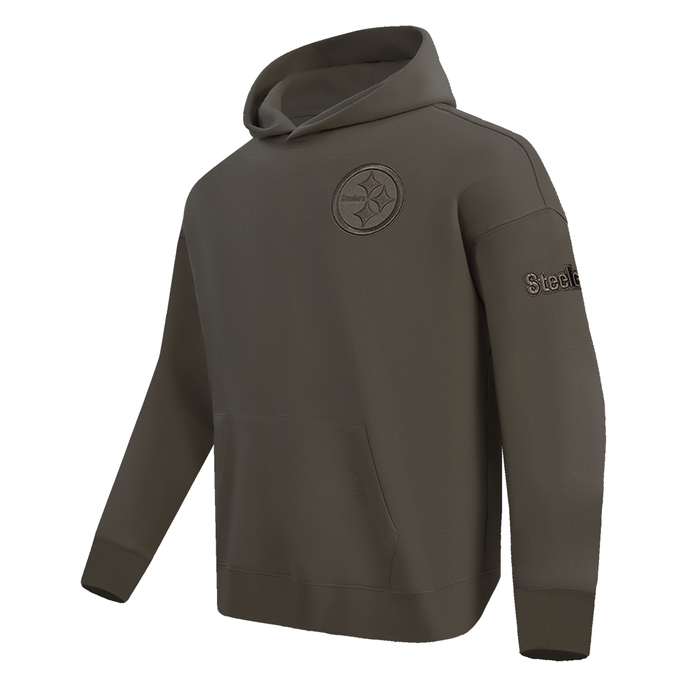NFL PITTSBURGH STEELERS NEUTRAL DROP SHOULDER MEN'S PULLOVER HOODIE (DARK TAUPE)
