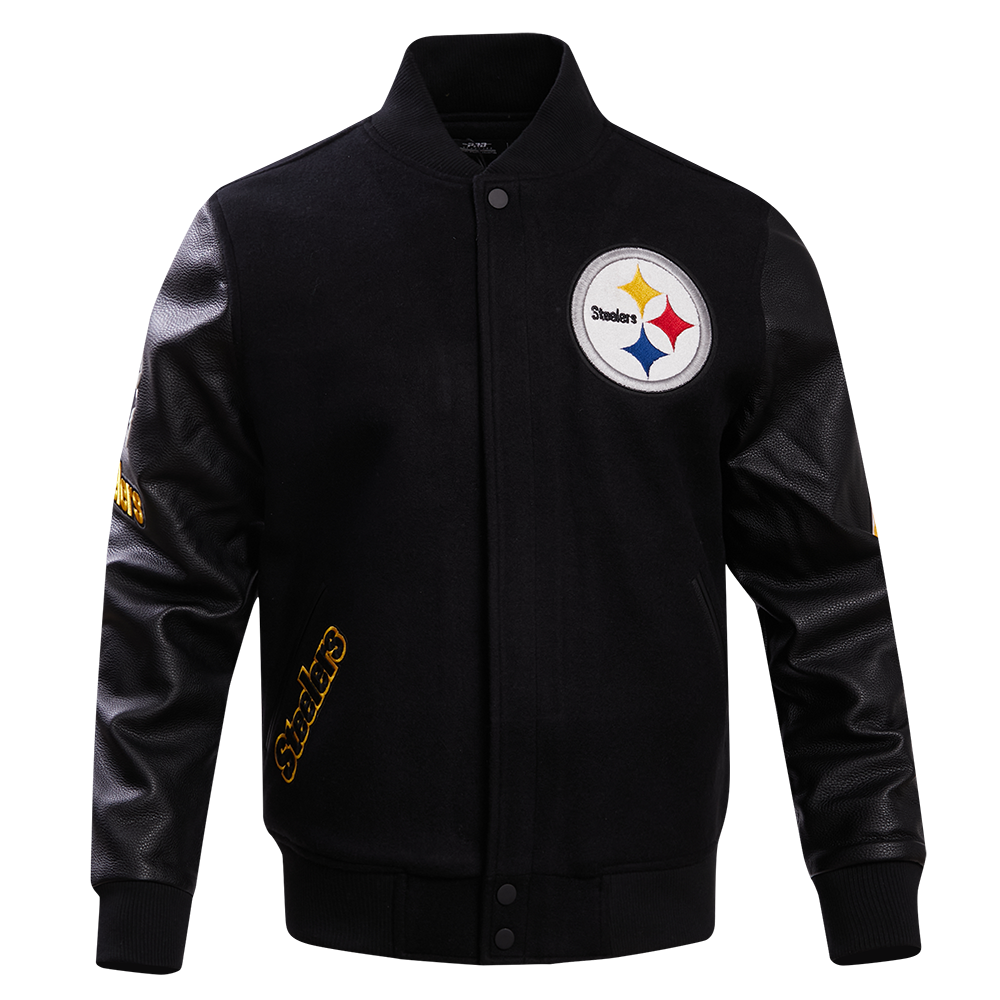 NFL PITTSBURGH STEELERS CLASSIC BLOUSON COLLÉGIAL EN LAINE POUR HOMME (NOIR/BLANC)