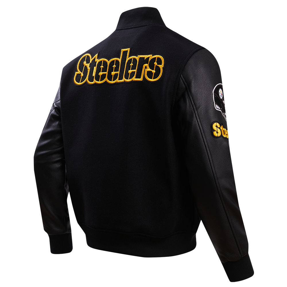 NFL PITTSBURGH STEELERS CLASSIC BLOUSON COLLÉGIAL EN LAINE POUR HOMME (NOIR/BLANC)