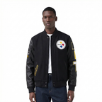 NFL PITTSBURGH STEELERS CLASSIC BLOUSON COLLÉGIAL EN LAINE POUR HOMME (NOIR/BLANC)