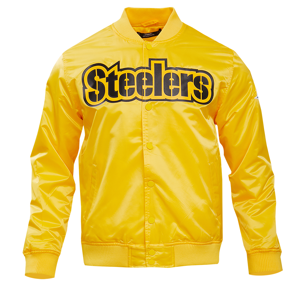 NFL PITTSBURGH STEELERS BLOUSON EN SATIN À GRAND LOGO POUR HOMME (JAUNE)