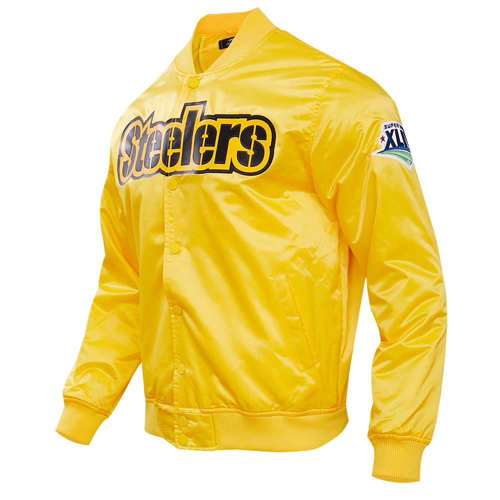 NFL PITTSBURGH STEELERS BIG LOGO MEN'S SATIN JACKET (YELLOW)