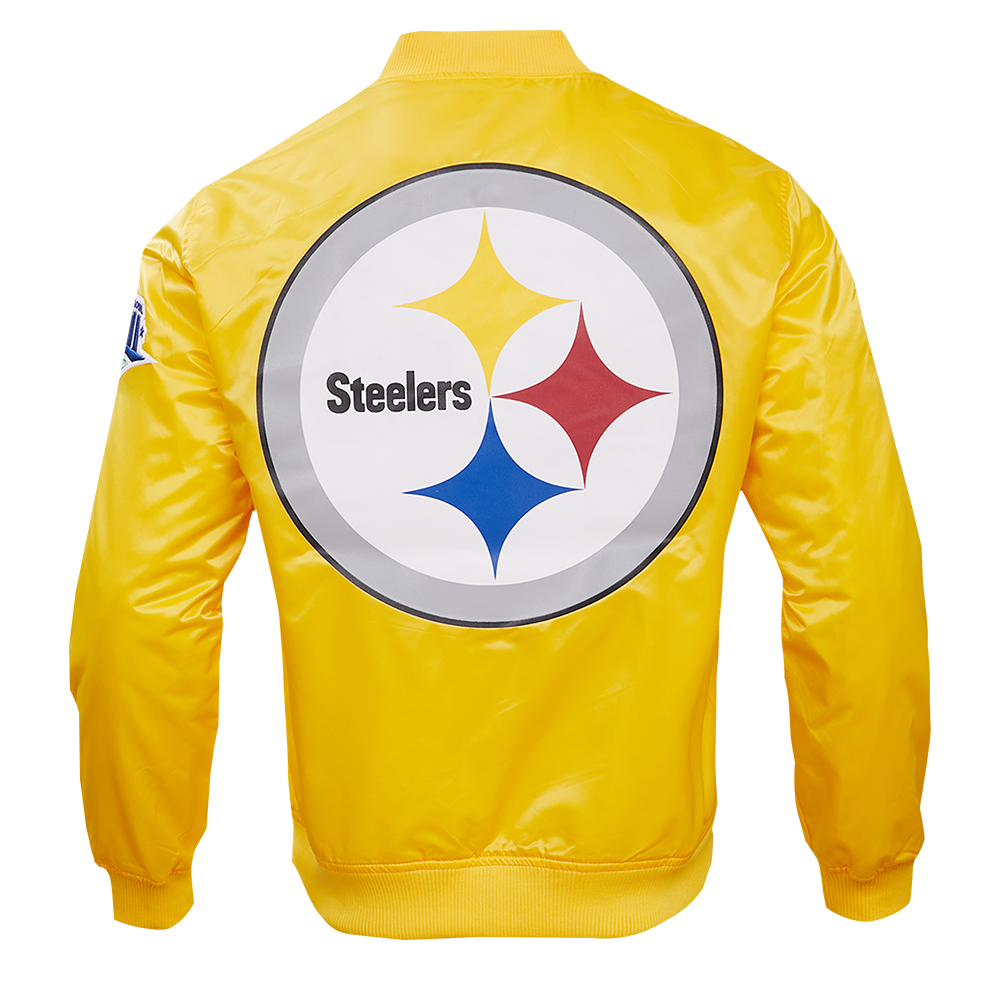 NFL PITTSBURGH STEELERS BLOUSON EN SATIN À GRAND LOGO POUR HOMME (JAUNE)