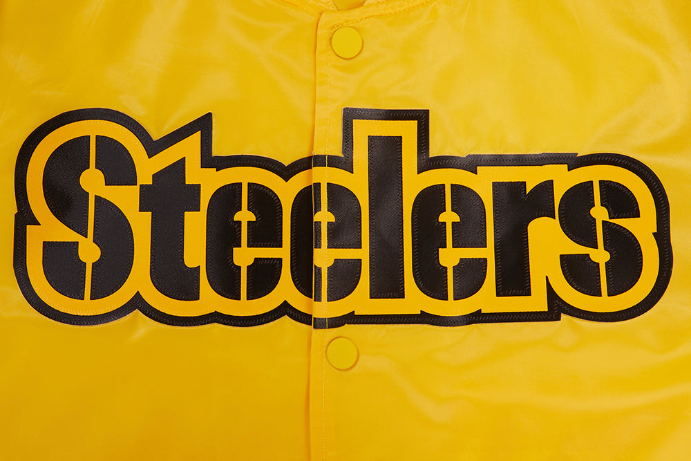 NFL PITTSBURGH STEELERS BLOUSON EN SATIN À GRAND LOGO POUR HOMME (JAUNE)