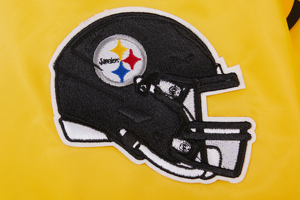 NFL PITTSBURGH STEELERS BLOUSON EN SATIN À GRAND LOGO POUR HOMME (JAUNE)