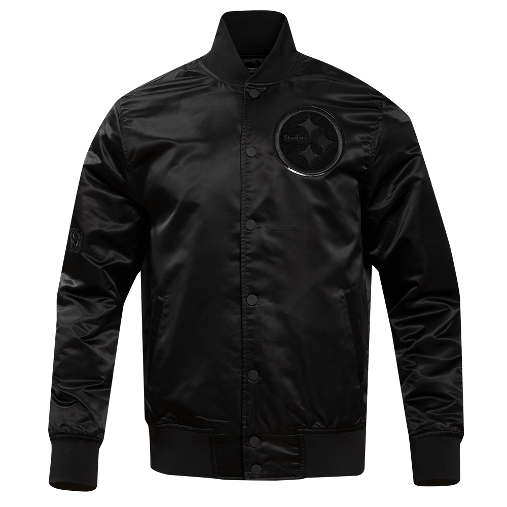 NFL PITTSBURGH STEELERS TRIPLE BLACK MEN'S SATIN JACKET (TRIPLE BLACK MEN'S)
