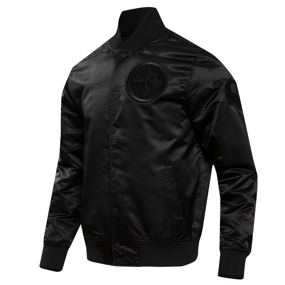 NFL PITTSBURGH STEELERS TRIPLE BLACK MEN'S SATIN JACKET (TRIPLE BLACK MEN'S)
