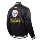 NFL PITTSBURGH STEELERS DIY PICK STITCH MEN'S RIB SATIN JACKET (BLACK)