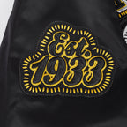 NFL PITTSBURGH STEELERS DIY PICK STITCH MEN'S RIB SATIN JACKET (BLACK)