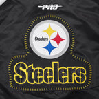 NFL PITTSBURGH STEELERS DIY PICK STITCH MEN'S RIB SATIN JACKET (BLACK)
