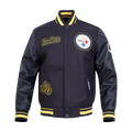 NFL PITTSBURGH STEELERS DIY PICK STITCH MEN'S VARSITY JACKET (BLACK/YELLOW)