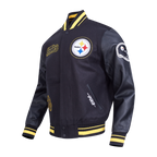 NFL PITTSBURGH STEELERS DIY PICK STITCH MEN'S VARSITY JACKET (BLACK/YELLOW)
