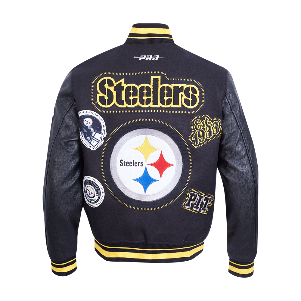 NFL PITTSBURGH STEELERS DIY PICK STITCH MEN'S VARSITY JACKET (BLACK/YELLOW)
