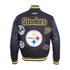 NFL PITTSBURGH STEELERS DIY PICK STITCH MEN'S VARSITY JACKET (BLACK/YELLOW)