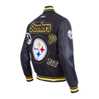 NFL PITTSBURGH STEELERS DIY PICK STITCH MEN'S VARSITY JACKET (BLACK/YELLOW)