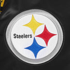 NFL PITTSBURGH STEELERS TEAM BADGE BLOUSON EN SATIN À BORDS CÔTELÉS POUR HOMME (NOIR/JAUNE)