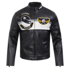 NFL PITTSBURGH STEELERS BORN FOR SPORT MEN'S MOTO JACKET (BLACK/WHITE)