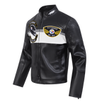 NFL PITTSBURGH STEELERS BORN FOR SPORT MEN'S MOTO JACKET (BLACK/WHITE)