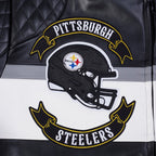 NFL PITTSBURGH STEELERS BORN FOR SPORT MEN'S MOTO JACKET (BLACK/WHITE)