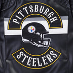 NFL PITTSBURGH STEELERS BORN FOR SPORT MEN'S MOTO JACKET (BLACK/WHITE)