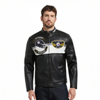 NFL PITTSBURGH STEELERS BORN FOR SPORT MEN'S MOTO JACKET (BLACK/WHITE)