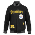 NFL PITTSBURGH STEELERS BLOUSON PRO GAME DAY EN MAILLE DOUBLE POUR HOMME (NOIR/ARGENT/BLANC)