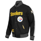 NFL PITTSBURGH STEELERS BLOUSON PRO GAME DAY EN MAILLE DOUBLE POUR HOMME (NOIR/ARGENT/BLANC)