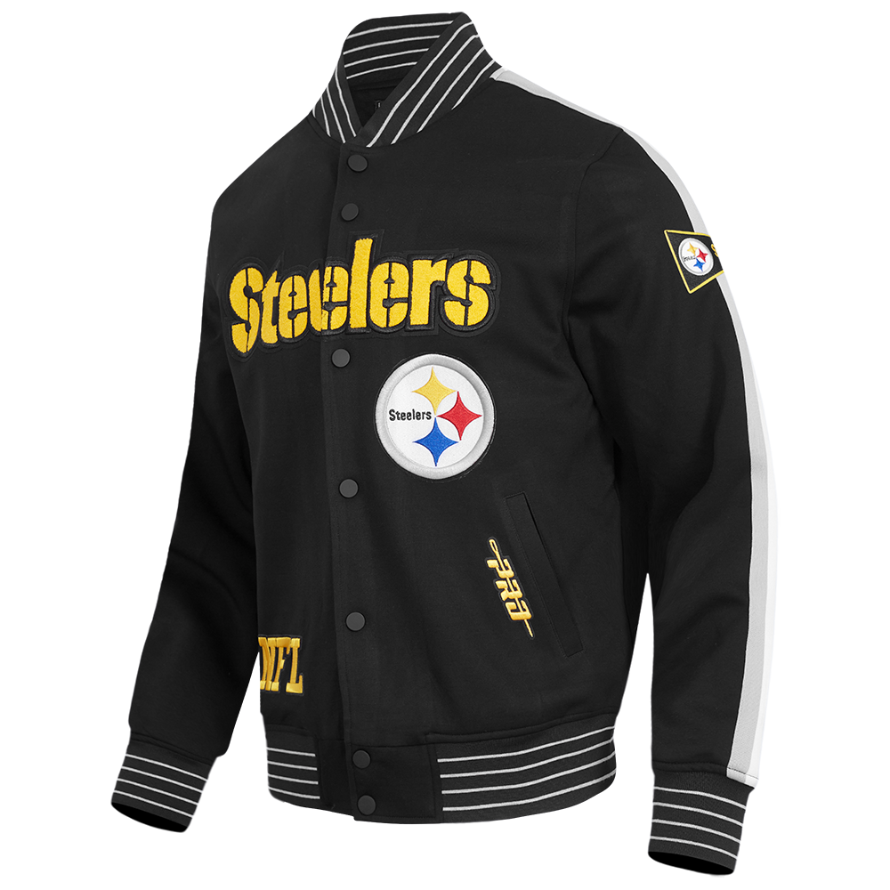 NFL PITTSBURGH STEELERS BLOUSON PRO GAME DAY EN MAILLE DOUBLE POUR HOMME (NOIR/ARGENT/BLANC)