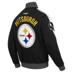 NFL PITTSBURGH STEELERS BLOUSON PRO GAME DAY EN MAILLE DOUBLE POUR HOMME (NOIR/ARGENT/BLANC)