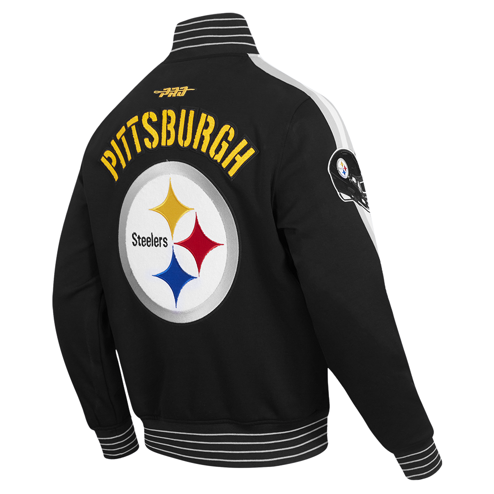 NFL PITTSBURGH STEELERS BLOUSON PRO GAME DAY EN MAILLE DOUBLE POUR HOMME (NOIR/ARGENT/BLANC)