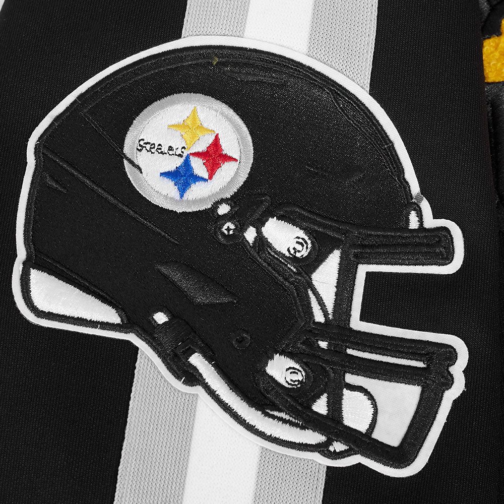NFL PITTSBURGH STEELERS BLOUSON PRO GAME DAY EN MAILLE DOUBLE POUR HOMME (NOIR/ARGENT/BLANC)