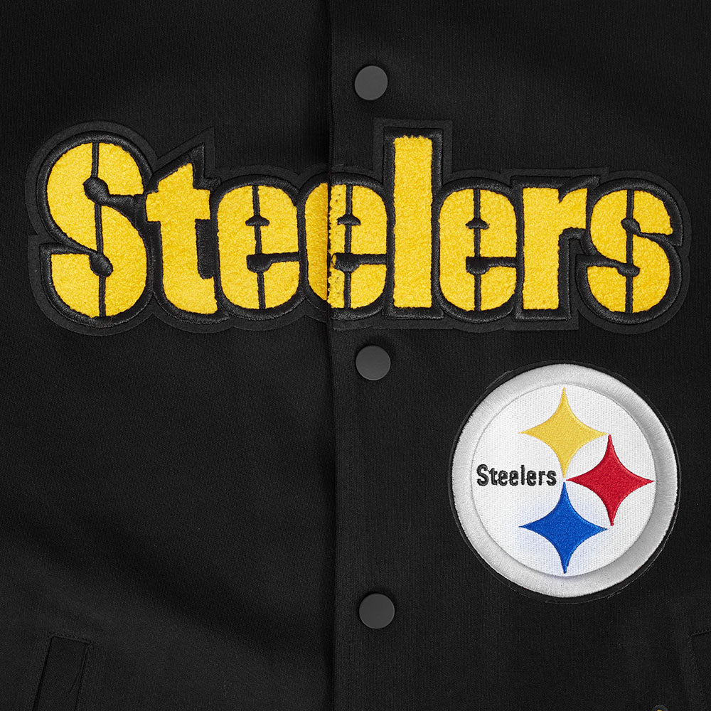 NFL PITTSBURGH STEELERS BLOUSON PRO GAME DAY EN MAILLE DOUBLE POUR HOMME (NOIR/ARGENT/BLANC)