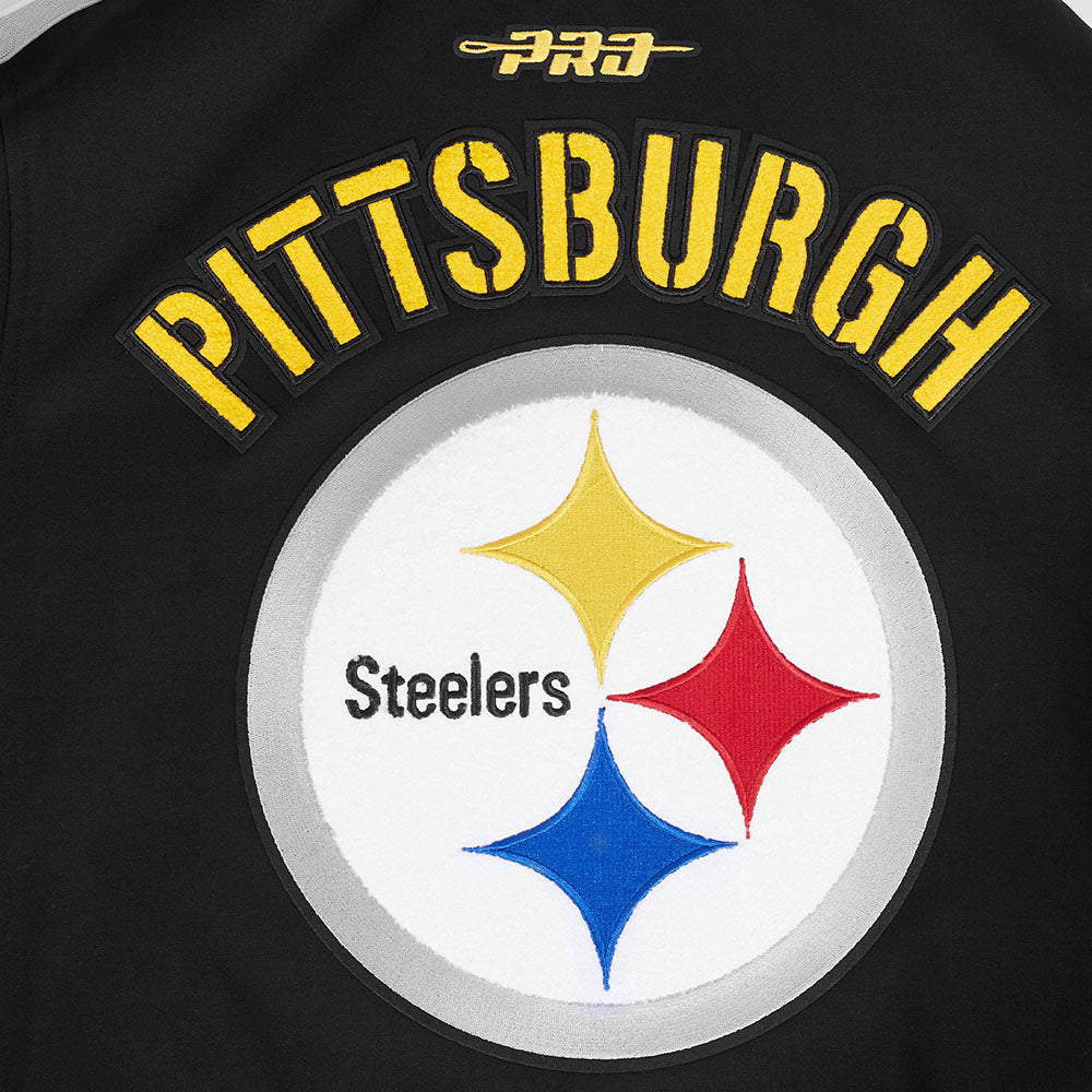 NFL PITTSBURGH STEELERS BLOUSON PRO GAME DAY EN MAILLE DOUBLE POUR HOMME (NOIR/ARGENT/BLANC)