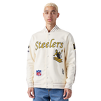 NFL PITTSBURGH STEELERS BLOUSON RÉTRO PRO GAME DAY (COQUILLE D'ŒUF/TAUPE/COQUILLE D'ŒUF)